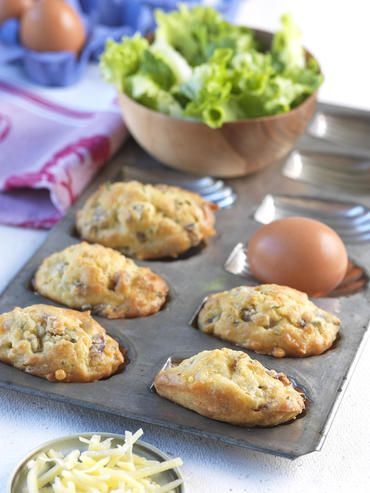 Recette bio de Madeleines salées aux lardons et gruyère